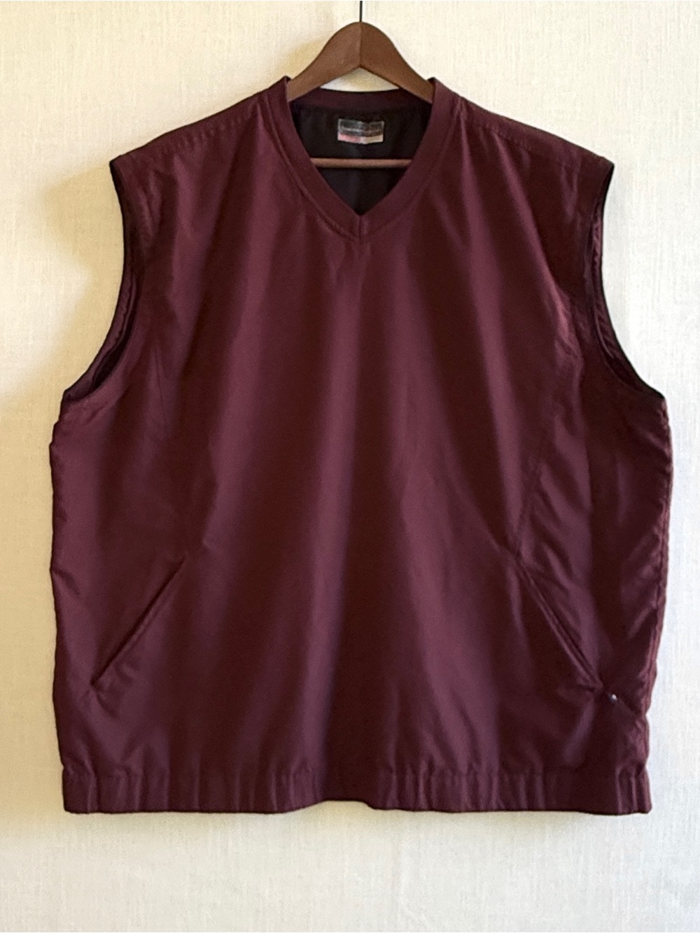 Vintage Grand Slam Burgundy V-Neck Sleeveless Golf Windbreaker Vest XL/XG